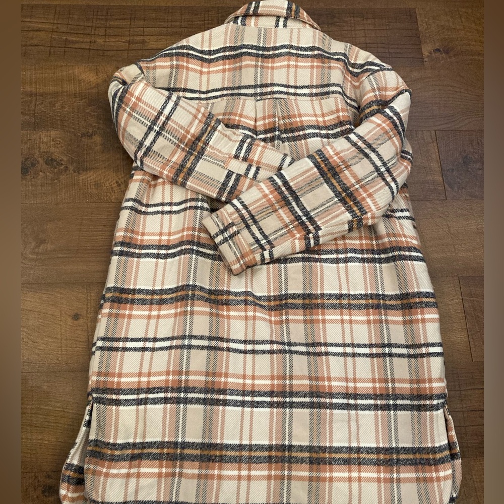 Universal Thread Long Plaid Button Down Jacket Co… - image 4